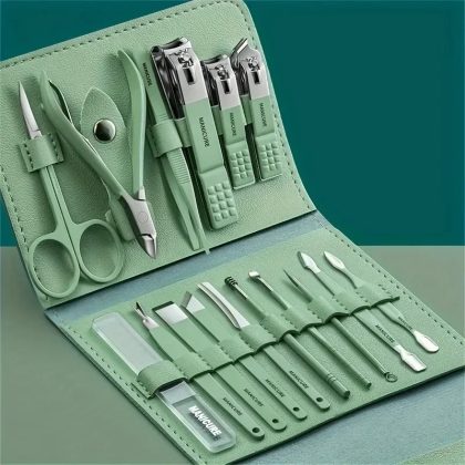 16Pcs Nail Clipper Set Nail Cutter Scissors Nail Polishing Stainless Steel Pedicure Trimmer Folding Storage Bag,Pedicure, Manicure Tool