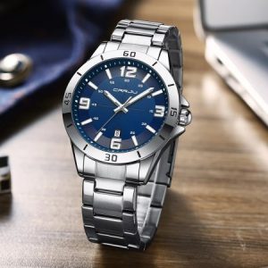 Crrju 305 Unique Quartz Mens Watch Silver Blue
