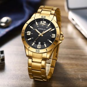 Crrju 305 Unique Quartz Mens Watches Gold