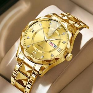 Luxury Binbond men's diamond ceiling glass- Full Gold watch