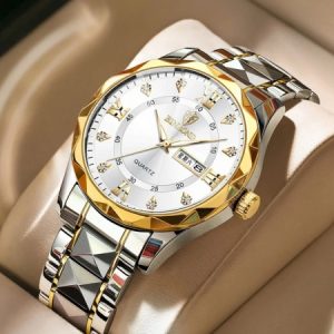 Luxury Binbond men's diamond ceiling glass- Toton white Gold watch