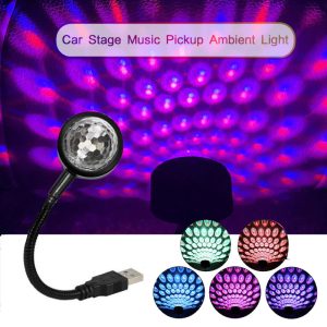 Mini USB Music Rhythm Magic Stage Effect Projection Lamp LED Party Disco DJ Stage Light Car