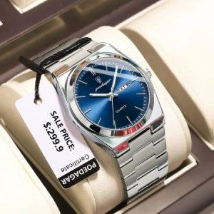 POEDAGAR 930 Luminous Stainless Steel gents watch Silver Blue
