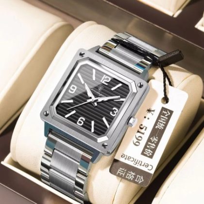 POEDAGAR Luxury 925ST Elegant Men Watch Silver