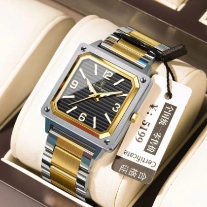 POEDAGAR Luxury 925ST Elegant Men Watch Toton Black