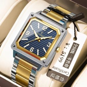 POEDAGAR Luxury 925ST Elegant Men Watch Toton Blue