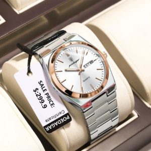 Poedagar 930 Mens Luxury Luminous Wristwatch Rose Silver