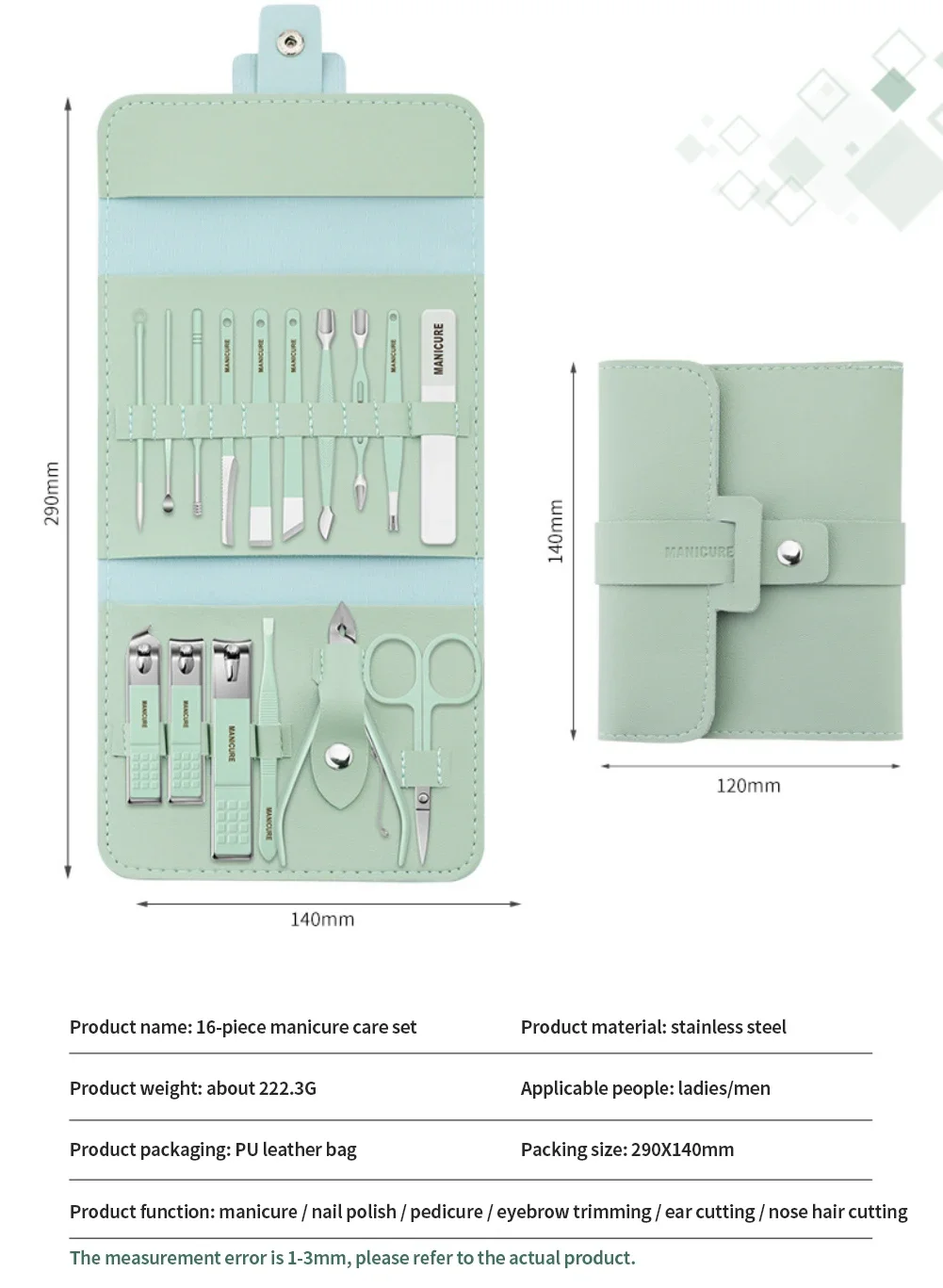 16Pcs Nail Clipper Set Nail Cutter Scissors Nail Polishing Stainless Steel Pedicure Trimmer Folding Storage Bag,Pedicure, Manicure Tool - Image 2