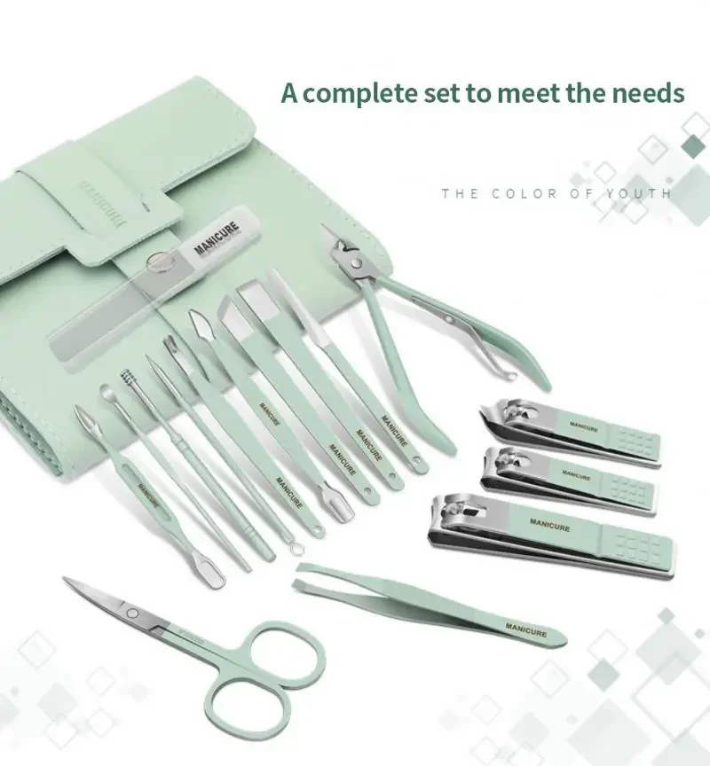 16Pcs Nail Clipper Set Nail Cutter Scissors Nail Polishing Stainless Steel Pedicure Trimmer Folding Storage Bag,Pedicure, Manicure Tool - Image 4