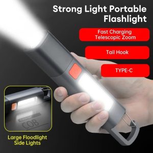 Super Bright COB Side Lights LED XPE Mini Portable Torch Zoomable Waterproof Outdoor Fishing Hunting Camping Flashlight