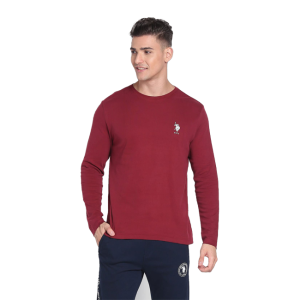 ইউ.এস. পোলো মেরুন রঙের লম্বা হাতার টি-শার্ট