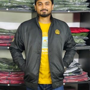 Winter high neck padding jacket Logo - Black