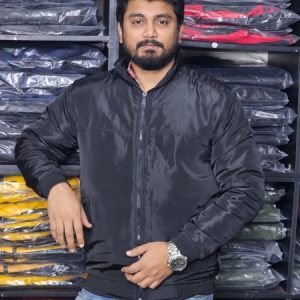 Winter high neck saskin padding jacket - Solid Black