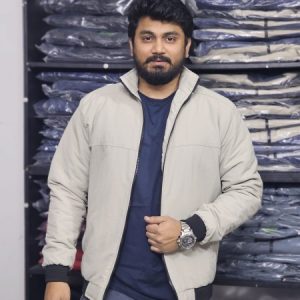 Winter high neck saskin padding jacket - off white