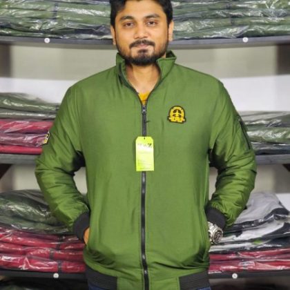 Winter high neck padding jacket micro – Logo Olive